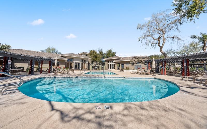 a swimming pool in a backyard