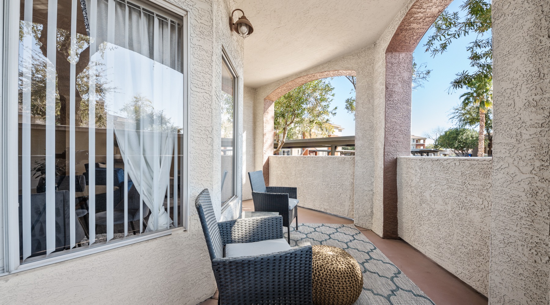 chairs in a patio area